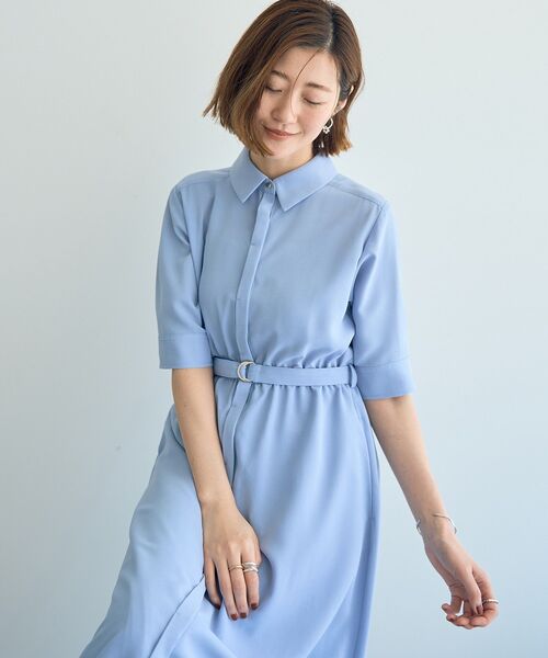 YECCA VECCA(イェッカヴェッカ)の「ベルト付きシャツワンピース(シャツワンピース・レディース・ネイビー/ライトベージュ/サックスブルー・FREE)」の17枚目の写真
