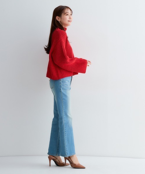 Petitjo（プッチージョ）の「小さいサイズ　すごく伸びるセミブーツカットデニムパンツ　ストレッチジーンズ　低身長さん・小柄女性（デニムパンツ・レディース・ネイビー/ブルー系・58/61/64/67）」の13枚目の写真