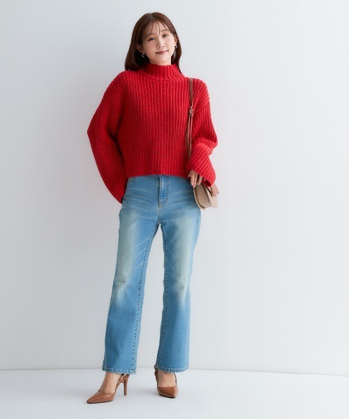 Petitjo（プッチージョ）の「小さいサイズ　すごく伸びるセミブーツカットデニムパンツ　ストレッチジーンズ　低身長さん・小柄女性（デニムパンツ・レディース・ネイビー/ブルー系・58/61/64/67）」の14枚目の写真