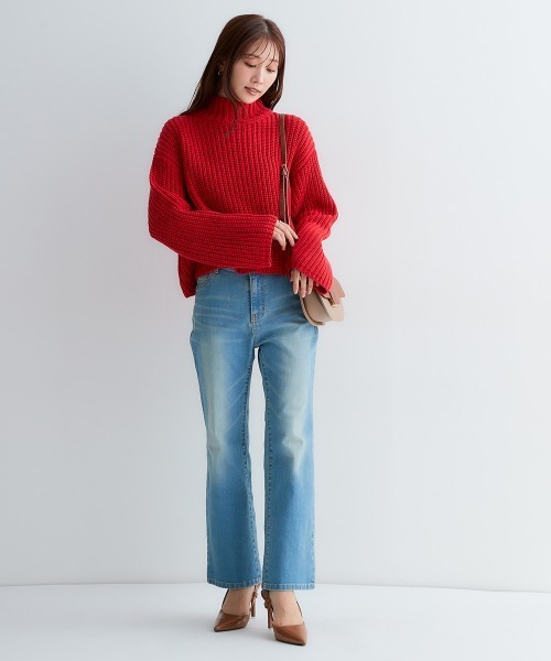 Petitjo（プッチージョ）の「小さいサイズ　すごく伸びるセミブーツカットデニムパンツ　ストレッチジーンズ　低身長さん・小柄女性（デニムパンツ・レディース・ネイビー/ブルー系・58/61/64/67）」の15枚目の写真