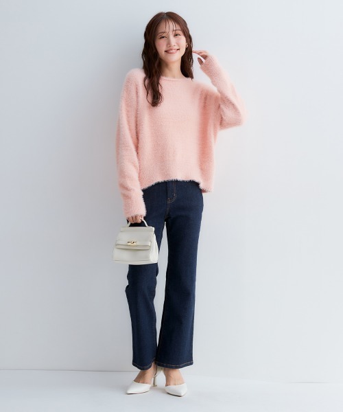 Petitjo（プッチージョ）の「小さいサイズ　すごく伸びるセミブーツカットデニムパンツ　ストレッチジーンズ　低身長さん・小柄女性（デニムパンツ・レディース・ネイビー/ブルー系・58/61/64/67）」の16枚目の写真