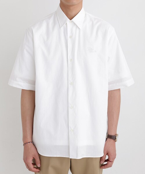 TAKEO KIKUCHI(タケオキクチ)の「【LIMITED】ワンポイントロゴ刺繍 綿麻半袖シャツ(シャツ/ブラウス・メンズ・ホワイト/ブラック/ネイビー/グレー/ブルー・01/02/03/04/05)」の7枚目の写真