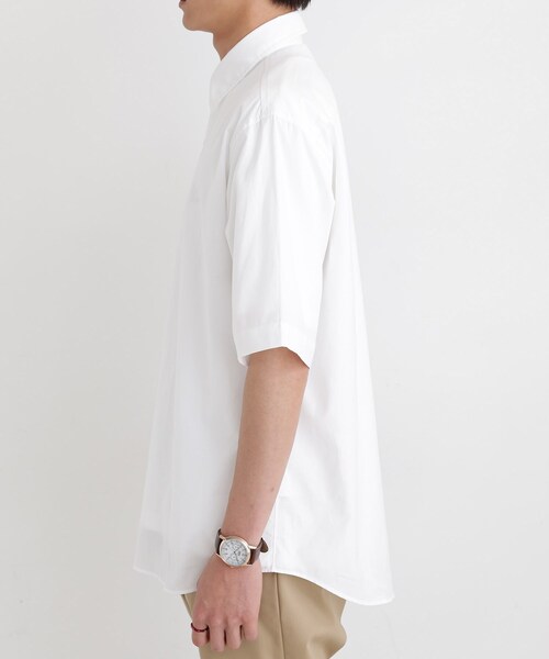 TAKEO KIKUCHI(タケオキクチ)の「【LIMITED】ワンポイントロゴ刺繍 綿麻半袖シャツ(シャツ/ブラウス・メンズ・ホワイト/ブラック/ネイビー/グレー/ブルー・01/02/03/04/05)」の8枚目の写真