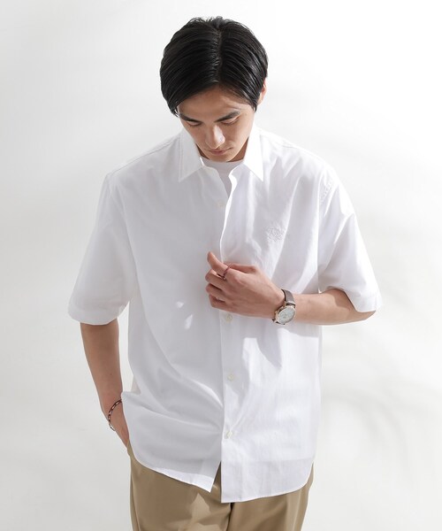 TAKEO KIKUCHI(タケオキクチ)の「【LIMITED】ワンポイントロゴ刺繍 綿麻半袖シャツ(シャツ/ブラウス・メンズ・ホワイト/ブラック/ネイビー/グレー/ブルー・01/02/03/04/05)」の15枚目の写真