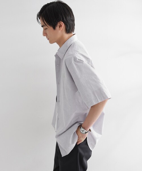 TAKEO KIKUCHI(タケオキクチ)の「【LIMITED】ワンポイントロゴ刺繍 綿麻半袖シャツ(シャツ/ブラウス・メンズ・ホワイト/ブラック/ネイビー/グレー/ブルー・01/02/03/04/05)」の22枚目の写真