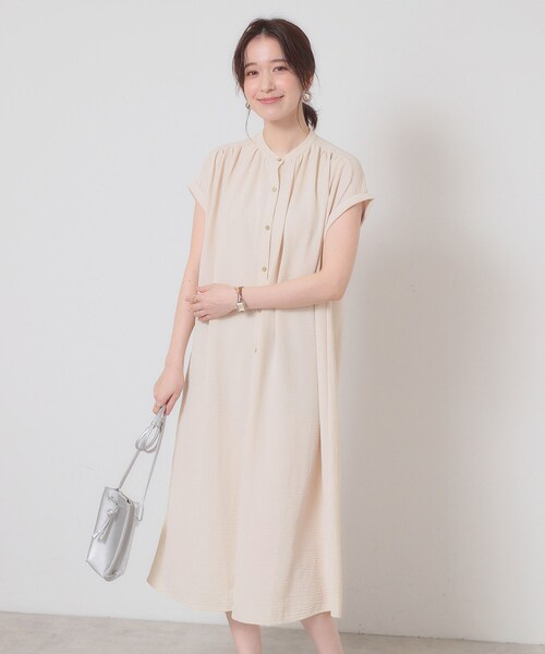 ITS'DEMO（イッツデモ）の「【接触冷感／吸水速乾／洗濯機OK】イージーケア前開きワンピース＜ラク服シリーズ＞（ワンピース・レディース・ピンク系/ライトベージュ/ブラック/ブルー・00）」の2枚目の写真