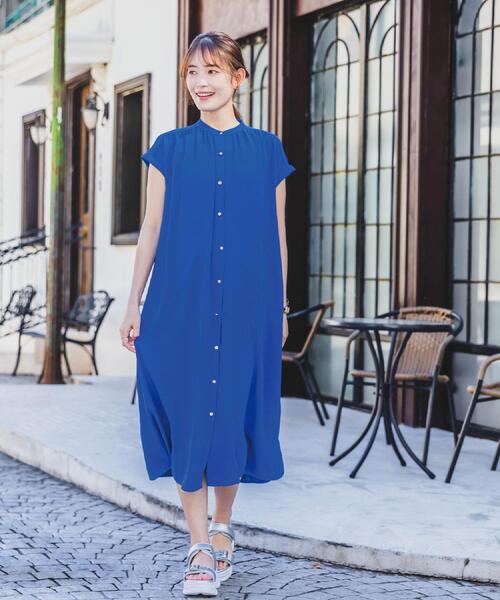 ITS'DEMO（イッツデモ）の「【接触冷感／吸水速乾／洗濯機OK】イージーケア前開きワンピース＜ラク服シリーズ＞（ワンピース・レディース・ピンク系/ライトベージュ/ブラック/ブルー・00）」の5枚目の写真