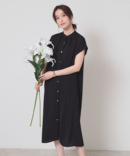 ITS'DEMO（イッツデモ）の「【接触冷感／吸水速乾／洗濯機OK】イージーケア前開きワンピース＜ラク服シリーズ＞（ワンピース・レディース・ピンク系/ライトベージュ/ブラック/ブルー・00）」の7枚目の写真