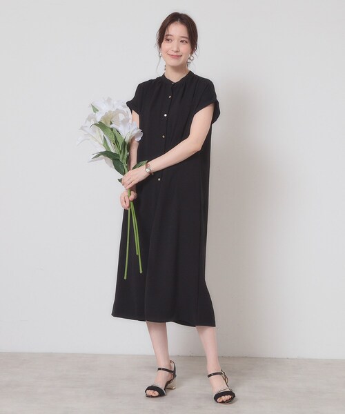 ITS'DEMO（イッツデモ）の「【接触冷感／吸水速乾／洗濯機OK】イージーケア前開きワンピース＜ラク服シリーズ＞（ワンピース・レディース・ピンク系/ライトベージュ/ブラック/ブルー・00）」の8枚目の写真