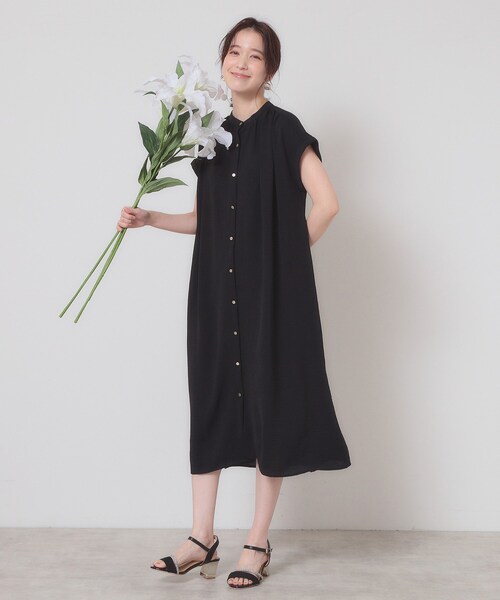 ITS'DEMO（イッツデモ）の「【接触冷感／吸水速乾／洗濯機OK】イージーケア前開きワンピース＜ラク服シリーズ＞（ワンピース・レディース・ピンク系/ライトベージュ/ブラック/ブルー・00）」の9枚目の写真