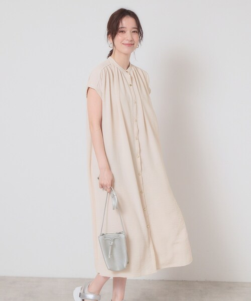 ITS'DEMO（イッツデモ）の「【接触冷感／吸水速乾／洗濯機OK】イージーケア前開きワンピース＜ラク服シリーズ＞（ワンピース・レディース・ピンク系/ライトベージュ/ブラック/ブルー・00）」の10枚目の写真