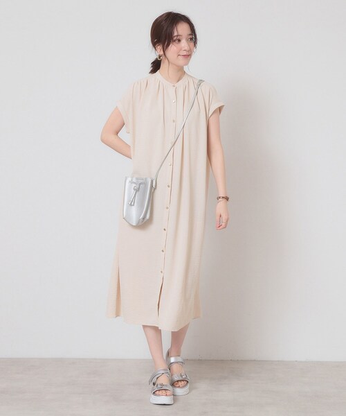 ITS'DEMO（イッツデモ）の「【接触冷感／吸水速乾／洗濯機OK】イージーケア前開きワンピース＜ラク服シリーズ＞（ワンピース・レディース・ピンク系/ライトベージュ/ブラック/ブルー・00）」の11枚目の写真