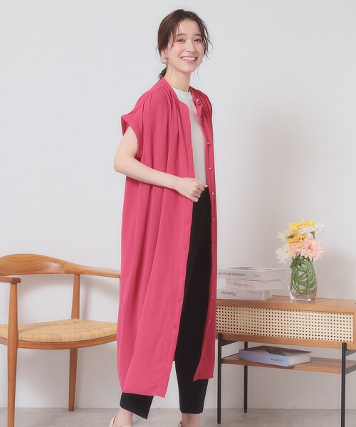 ITS'DEMO（イッツデモ）の「【接触冷感／吸水速乾／洗濯機OK】イージーケア前開きワンピース＜ラク服シリーズ＞（ワンピース・レディース・ピンク系/ライトベージュ/ブラック/ブルー・00）」の13枚目の写真
