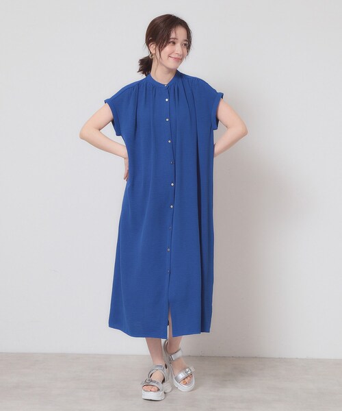 ITS'DEMO（イッツデモ）の「【接触冷感／吸水速乾／洗濯機OK】イージーケア前開きワンピース＜ラク服シリーズ＞（ワンピース・レディース・ピンク系/ライトベージュ/ブラック/ブルー・00）」の17枚目の写真