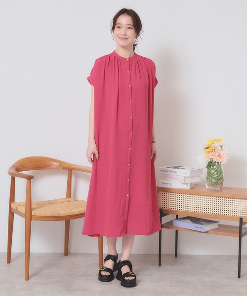 ITS'DEMO（イッツデモ）の「【接触冷感／吸水速乾／洗濯機OK】イージーケア前開きワンピース＜ラク服シリーズ＞（ワンピース・レディース・ピンク系/ライトベージュ/ブラック/ブルー・00）」の18枚目の写真