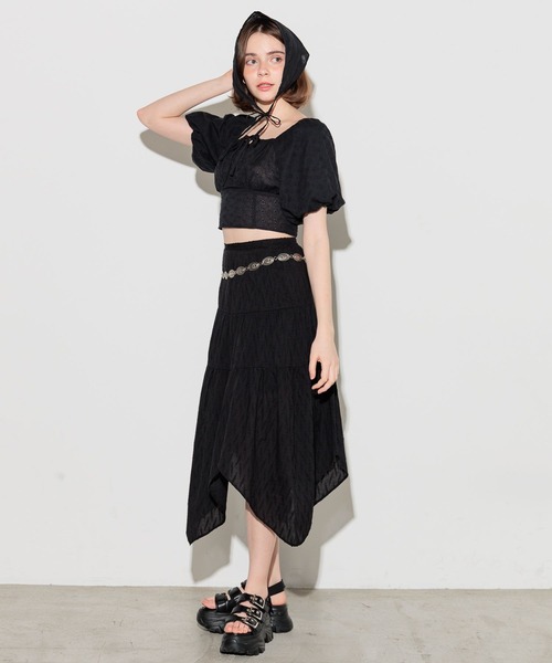 FOREVER 21（フォーエバー トゥエンティーワン）の「【2025SS】コットンティアードロングスカート（スカート・レディース・オフホワイト/ブラック・FREE）」の3枚目の写真