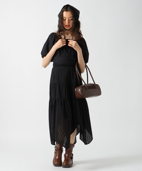 FOREVER 21（フォーエバー トゥエンティーワン）の「【2025SS】コットンティアードロングスカート（スカート・レディース・オフホワイト/ブラック・FREE）」の7枚目の写真