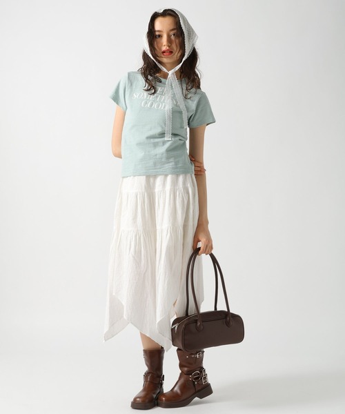 FOREVER 21（フォーエバー トゥエンティーワン）の「【2025SS】コットンティアードロングスカート（スカート・レディース・オフホワイト/ブラック・FREE）」の15枚目の写真