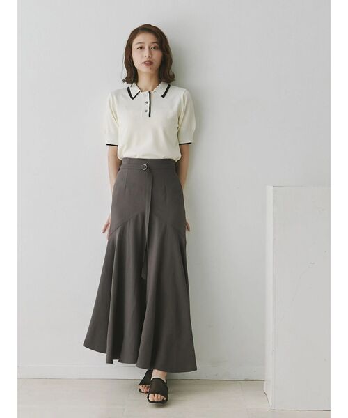 TONAL（トーナル）の「2枚衿ポロニット（ニット/セーター・レディース・オフホワイト/グレー/ライトグリーン・MEDIUM）」の8枚目の写真