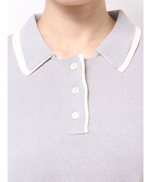 TONAL（トーナル）の「2枚衿ポロニット（ニット/セーター・レディース・オフホワイト/グレー/ライトグリーン・MEDIUM）」の13枚目の写真