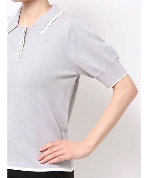 TONAL（トーナル）の「2枚衿ポロニット（ニット/セーター・レディース・オフホワイト/グレー/ライトグリーン・MEDIUM）」の14枚目の写真