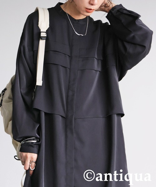 antiqua(アンティカ)の「レイヤード風ワンピース(ワンピース・レディース・カーキ/ブラック・R/P)」の3枚目の写真