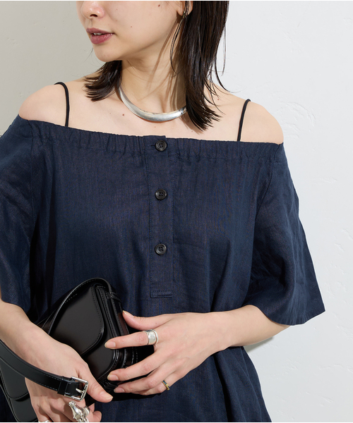 JOURNAL STANDARD（ジャーナルスタンダード）の「ギャザーネックワンピース（ワンピース・レディース・ネイビー・FREE）」の16枚目の写真