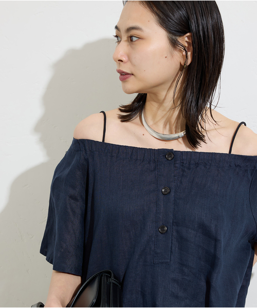 JOURNAL STANDARD（ジャーナルスタンダード）の「ギャザーネックワンピース（ワンピース・レディース・ネイビー・FREE）」の15枚目の写真