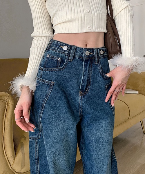 aimoha(アイモハ)の「カーブライン ワイドデニムパンツ(デニムパンツ・レディース・ネイビー・LARGE/MEDIUM/SMALL)」の10枚目の写真
