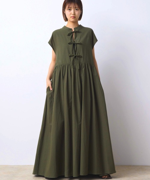 美品♪ルルウィルビー 24SS フレンチスリーブワンピースカットワーク 緑qe4 trim_ofalv_itemde9dbfe8499b11e