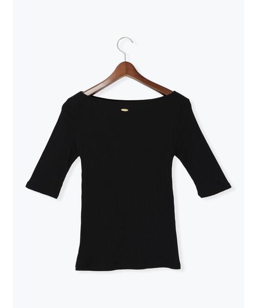 RYOKO KIKUCHI リョウコキクチ リブカットソー ボートネック 長袖 レディース tシャツ ブラック 黒 プルオーバー 日本製 RYOKO KIKUCHI リョウコキクチ リブカットソー 長袖 カットソー