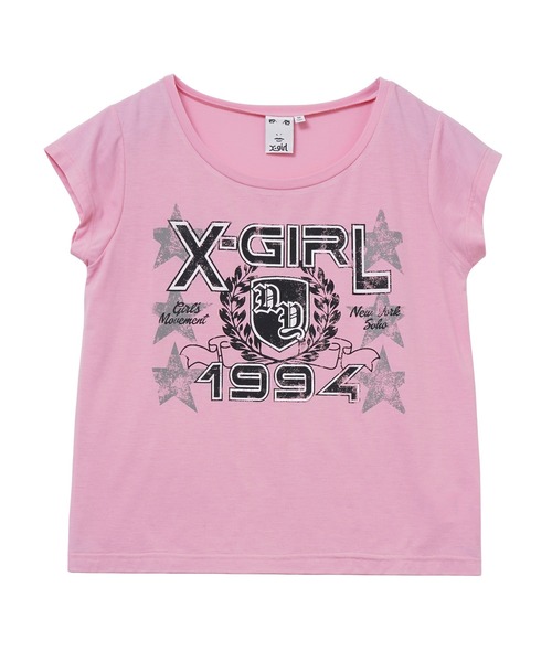 X-girl（エックスガール）の「STAR AND EMBLEM S/S TEE（Tシャツ/カットソー・レディース・ホワイト/ピンク/チャコール・S/M）」の10枚目の写真
