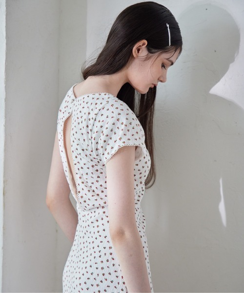 etre loin（エトルワン）の「Back open print cut dress（ワンピース・レディース・サックスブルー/ホワイト/ブラウン・M）」の5枚目の写真