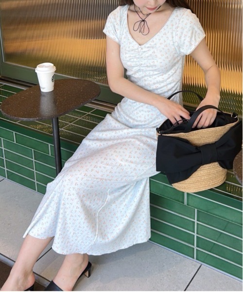 etre loin（エトルワン）の「Back open print cut dress（ワンピース・レディース・サックスブルー/ホワイト/ブラウン・M）」の11枚目の写真