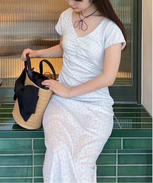 etre loin（エトルワン）の「Back open print cut dress（ワンピース・レディース・サックスブルー/ホワイト/ブラウン・M）」の12枚目の写真