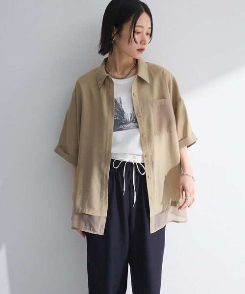 Green Parks(グリーンパークス)の「裾レイヤードショートスリーブシャツ(シャツ/ブラウス・レディース・ベージュ/オフホワイト/ブラック/サックスブルー・FREE)」の20枚目の写真