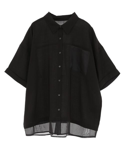 Green Parks(グリーンパークス)の「裾レイヤードショートスリーブシャツ(シャツ/ブラウス・レディース・ベージュ/オフホワイト/ブラック/サックスブルー・FREE)」の17枚目の写真