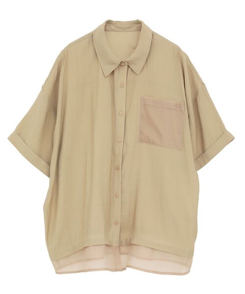 Green Parks(グリーンパークス)の「裾レイヤードショートスリーブシャツ(シャツ/ブラウス・レディース・ベージュ/オフホワイト/ブラック/サックスブルー・FREE)」の18枚目の写真