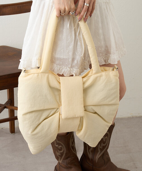 w closet(ダブルクローゼット)の「リボンBAG(トートバッグ・レディース・ブラック/アイボリー・FREE)」の9枚目の写真