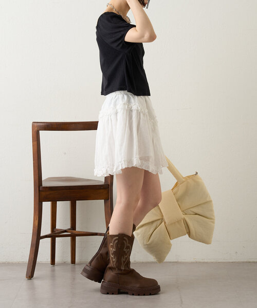 w closet(ダブルクローゼット)の「リボンBAG(トートバッグ・レディース・ブラック/アイボリー・FREE)」の13枚目の写真