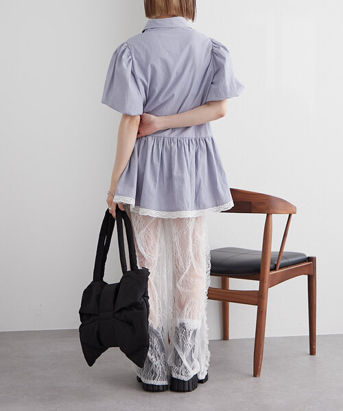 w closet(ダブルクローゼット)の「リボンBAG(トートバッグ・レディース・ブラック/アイボリー・FREE)」の5枚目の写真