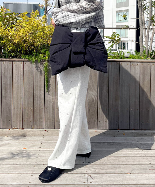 w closet(ダブルクローゼット)の「リボンBAG(トートバッグ・レディース・ブラック/アイボリー・FREE)」の6枚目の写真