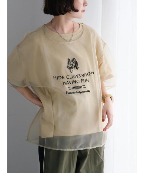 SM2(エスエムツー)の「オーガンジー刺繍TシャツSET(Tシャツ/カットソー・レディース・ベージュ/オフホワイト/チャコールグレー/カーキ・F)」の4枚目の写真