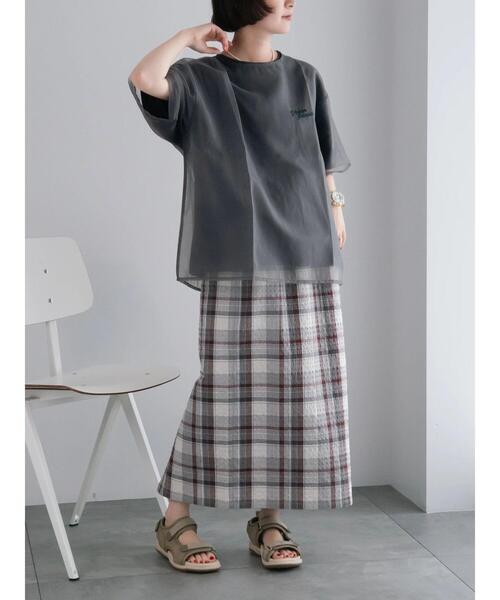 SM2(エスエムツー)の「オーガンジー刺繍TシャツSET(Tシャツ/カットソー・レディース・ベージュ/オフホワイト/チャコールグレー/カーキ・F)」の9枚目の写真