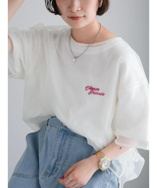 SM2(エスエムツー)の「オーガンジー刺繍TシャツSET(Tシャツ/カットソー・レディース・ベージュ/オフホワイト/チャコールグレー/カーキ・F)」の15枚目の写真