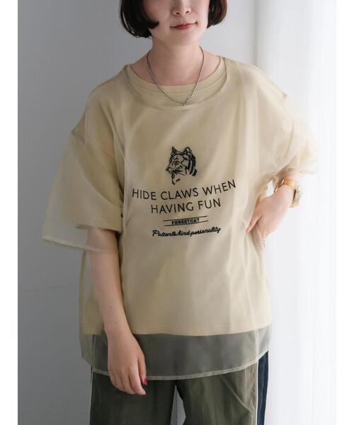 SM2(エスエムツー)の「オーガンジー刺繍TシャツSET(Tシャツ/カットソー・レディース・ベージュ/オフホワイト/チャコールグレー/カーキ・F)」の7枚目の写真