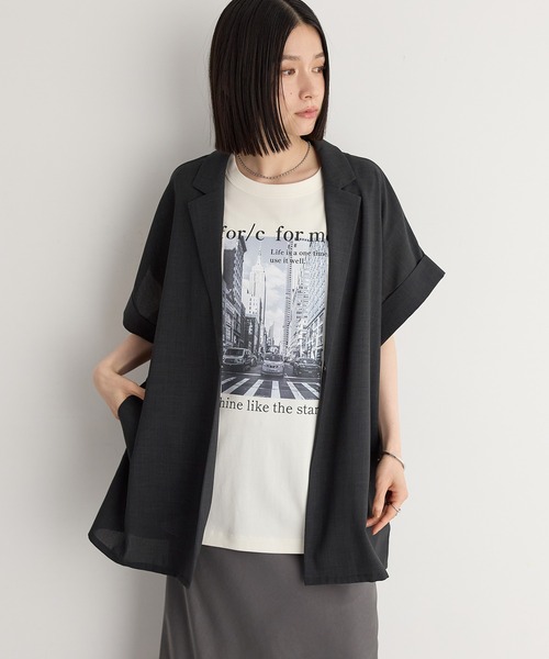 for/c(フォーシー)の「リネンライクシアージャケット【サスティナブル】(その他アウター・レディース・ライトベージュ/チャコール・L/M)」の12枚目の写真