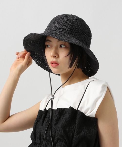 BAYFLOW（ベイフロー）の「[軽量で通気性◎]細編みペーパーハット（ハット・レディース・ベージュ/ブラック・FREE）」の2枚目の写真