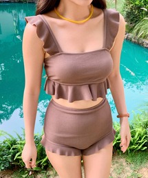 everycoco（エブリーココ）の「ビスチェ風 フリルハイウエストビキニ2点セット 水着（水着）」
