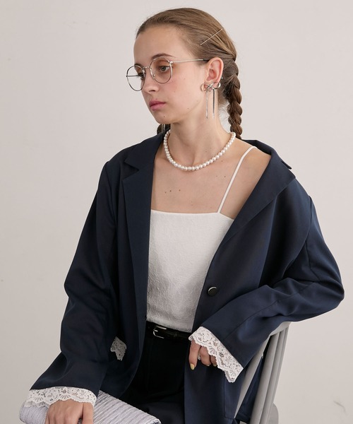 BONLECILL noir（ボンルシールノワール）の「【BONLECILL noir】カップ付き総レースベアキャミソール／ブラトップ（キャミソール・レディース・オフホワイト/ブラック/アイボリー・FREE）」の2枚目の写真